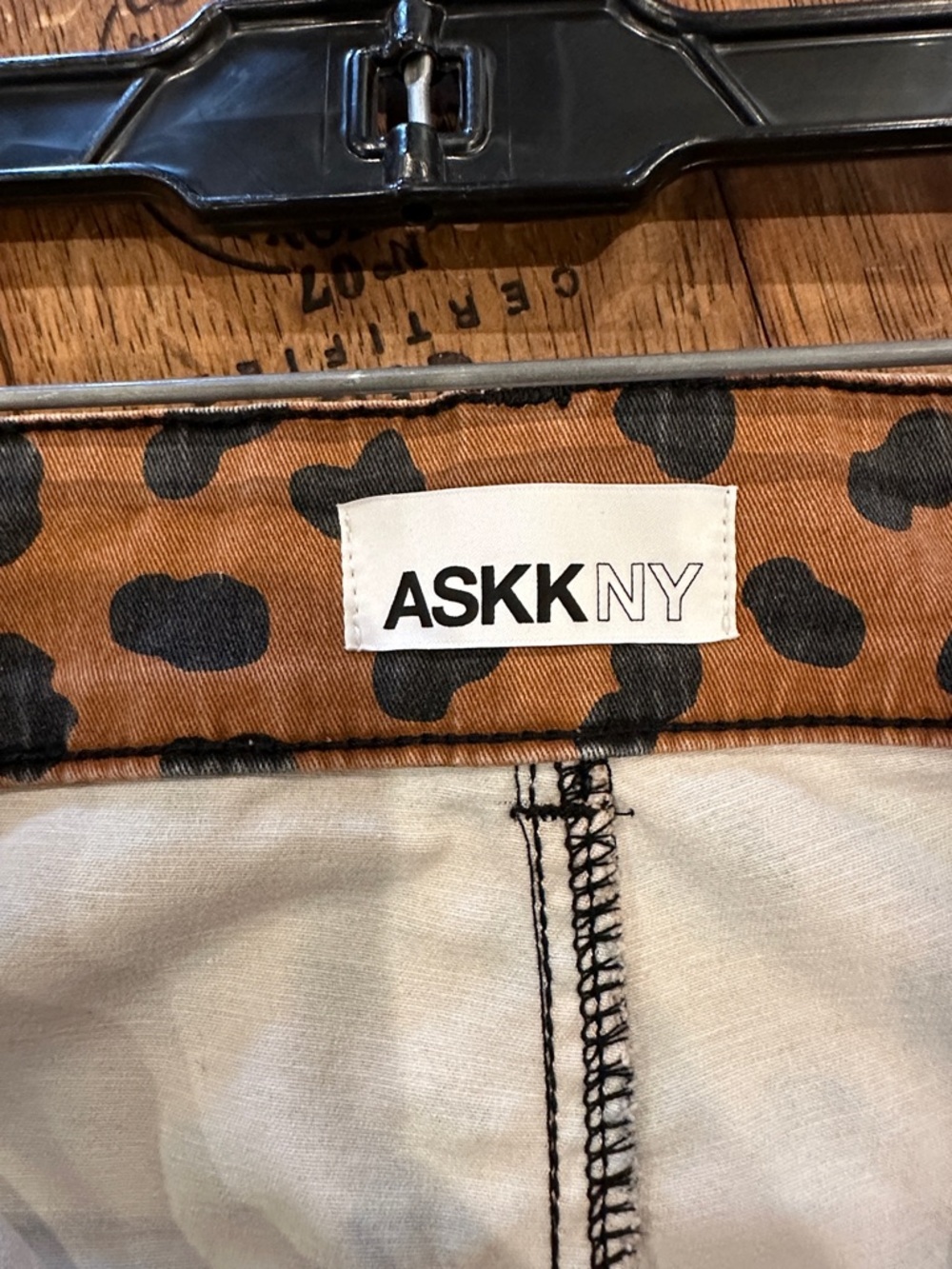 ASKK NY Tan and Black Leopard-Print Chinos - Picture 5 of 6